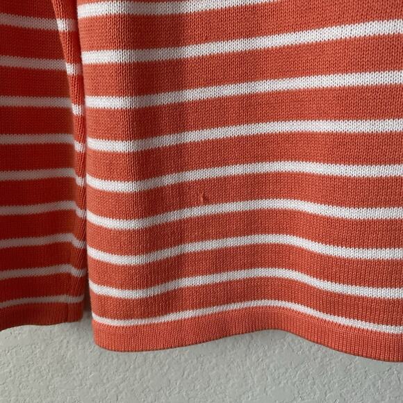 Pura Cashmere Classic Breton White Striped Peach Long Sleeve S Shirt Casual Chic - Picture 7 of 8